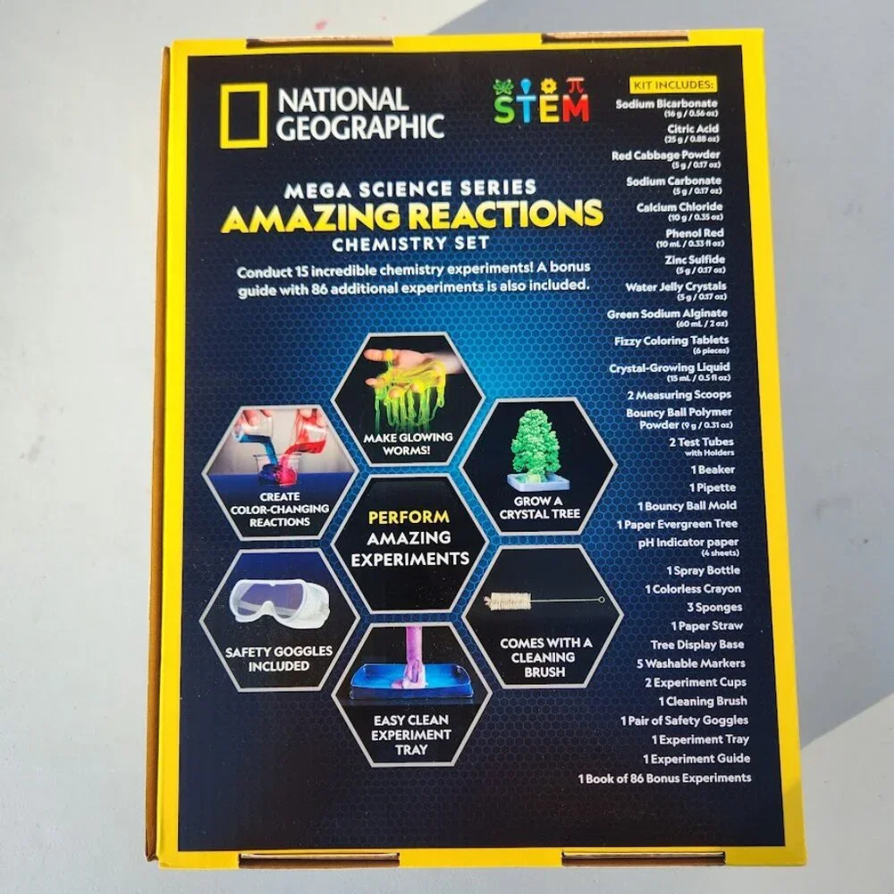 NATIONAL GEOGRAPHIC Mega Science Kit Amazing Reactions Chemistry Set Science Kit